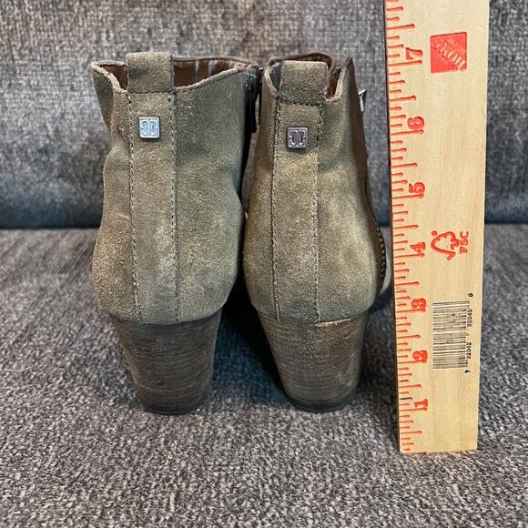 Ivanka Trump Tarissa Suede Heeled Bootie Womens Tan Asymmetric Zip Dressy Chic - Picture 4 of 7